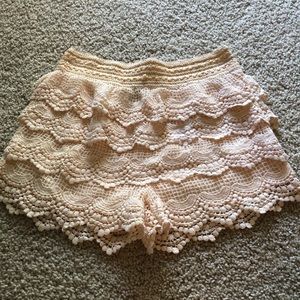 Beige crocheted rue 21 shorts